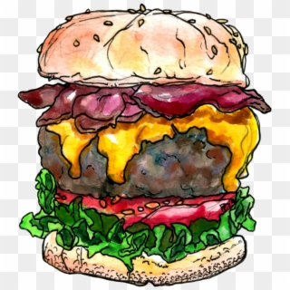 Junk Food Clipart Bacon Cheeseburger - Bacon Burger Drawing, HD Png Download