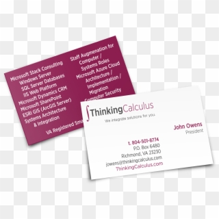 Thinkingcalculus Logo Finilization And Business Cards, HD Png Download
