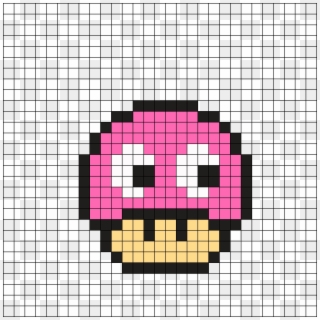 Pac-man Mushroom Perler Bead Pattern - Pixel Art Champignon Mario, HD Png Download