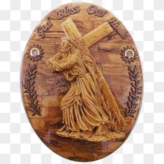 Home Blessing-olive Wood God Bless Our Home Wall Hanging - Carving, HD Png Download