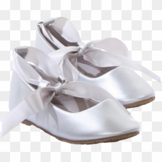 Silver Ballet Flats Girls Dress Shoes With Grosgrain - Shoes Flower Girl Silver, HD Png Download