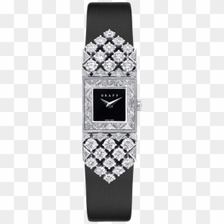 A Graff Snowfall Diamond Watch On Black Satin Strap - Graff Snowfall Slim, HD Png Download