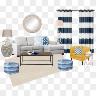 A Refined Coastal Living Room Styled With Affordable - Loveseat, HD Png Download