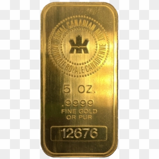 Gold 5 Oz Royal Canadian Mint Bar - Rcm 5 Oz Silver Bar, HD Png Download