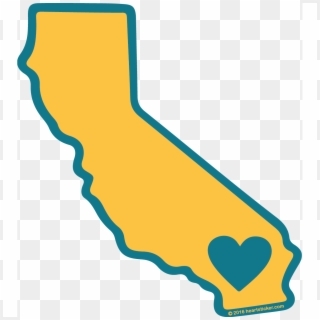 California Flag Clipart Heart - Outline Cali State Shape With A Heart, HD Png Download