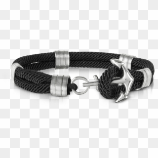 Black Nautical Rope Double Bracelet W/anchor - Bracelet, HD Png Download