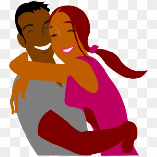 Png Black And White Library Black Cartoon Couples Image - Couple Hugging Clipart, Transparent Png