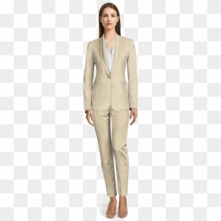 Beige Linen Pant Suit - Woman In Pantsuit Standing, HD Png Download