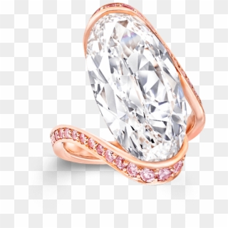 A Graff Rare Pink And Oval Shape White Diamond Ring - Engagement Ring, HD Png Download