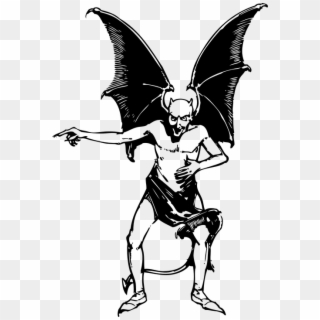 Devil, Wings, Horns, Pointing, Evil, Demon, Satan - Devil Clip Art, HD Png Download