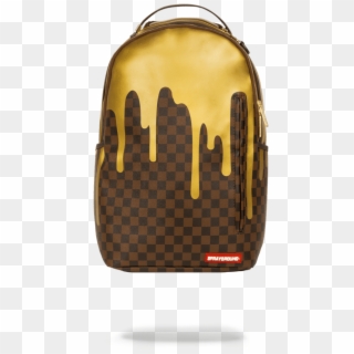 Sprayground Backpack X Gold Checked Drips - Sprayground Gold Checkered Drips Backpack, HD Png Download