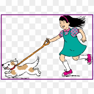 Image Freeuse Library Fascinating Dog For Cartoon Girl - People Walking Cartoon Png, Transparent Png