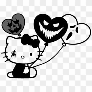 #hellokitty #kitty #creepy #cat #ballons #goth #emo, HD Png Download