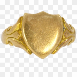18ct Yellow Gold Shield Shape Ring 1907 - Gold, HD Png Download