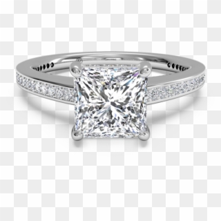 Ritani Halo Engagement Ring Ritani 0376449 Ritani Classic - Tapered Baguette Engagement Ring Hand, HD Png Download
