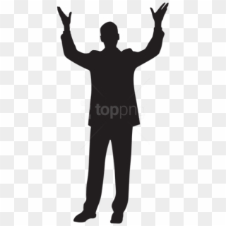 Free Png Man With Hands Up Silhouette Png - Man Hands Up Silhouette, Transparent Png