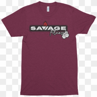 Savage Fit Box Horz Logo Mockup Front Flat Tri Cranberry - Active Shirt, HD Png Download
