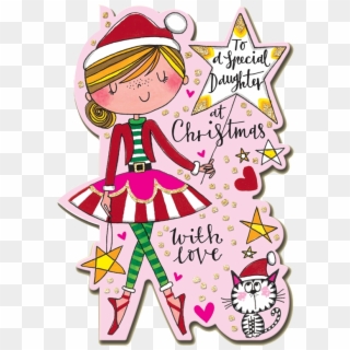 'special Daughter' Girls Ballerina Christmas Card By - Special Daughter At Christmas, HD Png Download