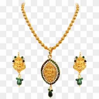Narayani-pear Shape Green&white Kundan Polki Goddess - Gold Chains Designs For Women, HD Png Download