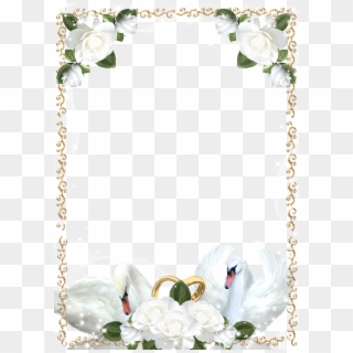 Wedding Roses And Swans Picture Frame - White Wedding Frame Png, Transparent Png