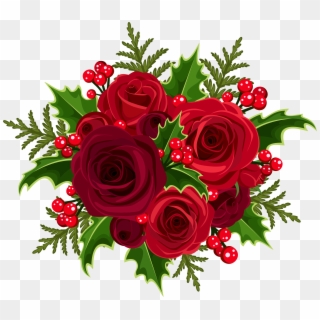 Christmas Rose Decoration Png Clip Art Image - Christmas Bouquet Clipart, Transparent Png