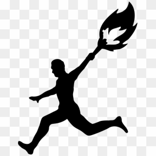 Running - Olympic Torch Clipart Black And White, HD Png Download