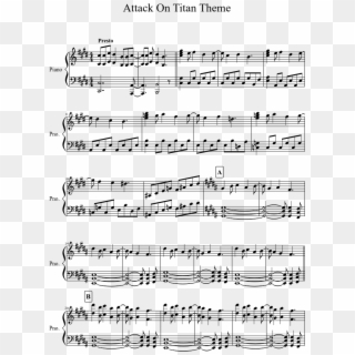Attack On Titan Theme Sheet Music 1 Of 6 Pages - Up Theme Song Sheet Music, HD Png Download