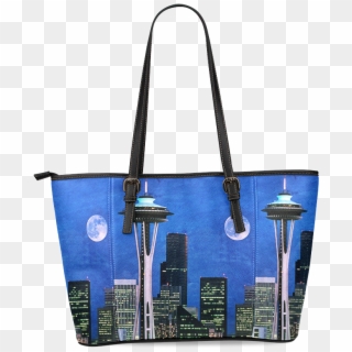 Seattle Space Needle Watercolor Leather Tote Bag/large - Tote Bag, HD Png Download