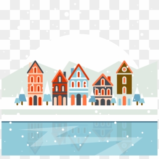 Village Vector - Vector Png Christmas Footer, Transparent Png