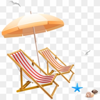 Chair Beach Umbrella Clip Art - Transparent Beach Chair Clipart, HD Png Download