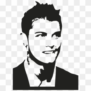 Stickers Cristiano Ronaldo Autocollants - Ronaldo Black And White Drawing, HD Png Download