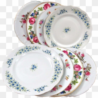 Mismatched Vintage Dinner Plates - Ceramic, HD Png Download