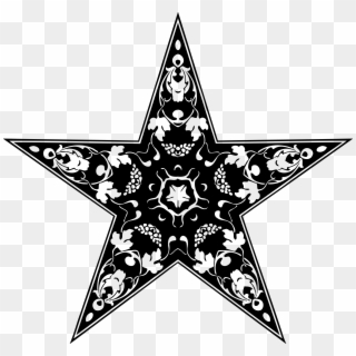 Abziehtattoo Nautical Star Paisley - Black And White Decorative Star, HD Png Download