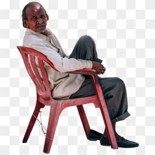Old Man Sitting Onabroken Chair Relaxed Leisure Time - Indian Man Sitting On Chair, HD Png Download