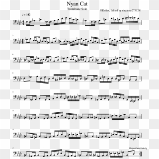 Nyan Cat Trombone Solo Sheet Music For Trombone Download - Timmy Trumpet Toca Notes, HD Png Download