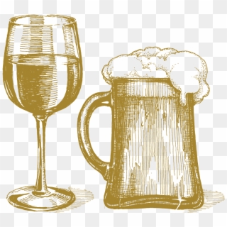 Beer And Wine Clipart - Sketch Of Alcoholic Drinks, HD Png Download
