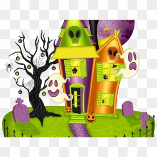 Haunted House Clipart Witch House - Halloween Haunted House Clipart, HD Png Download
