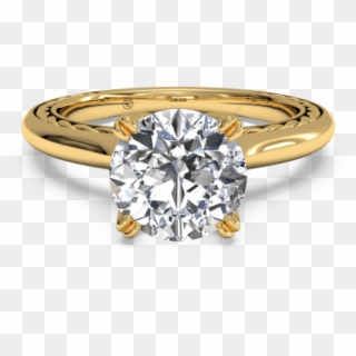 Free Png Diamond Wedding Rings Png Png Image With Transparent - Engagement Ring Yellow Gold Solitaire Diamond, Png Download