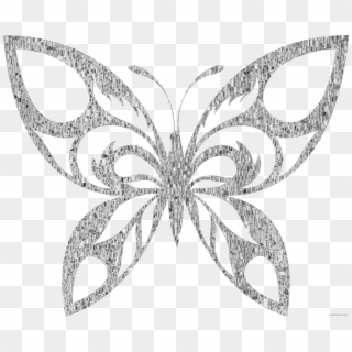 Jpg Transparent Stock Silver Clip Art Images Silhouette - Tribal Butterfly, HD Png Download
