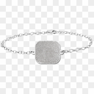 Silver Bracelet With Fingerprint And Rectangle - Gouden Armband Met Naam, HD Png Download