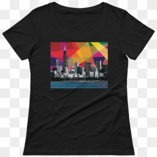 Chicago Skyline Woman's Scoop T-shirt Carla Bank - Roman Reign New Symbol, HD Png Download