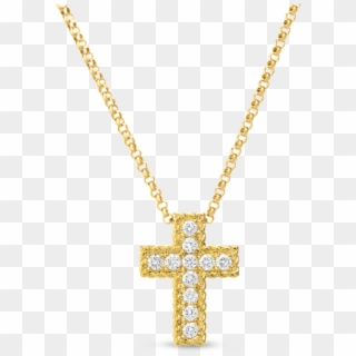 Roberto Coin Diamond Cross Necklace - Gold Cross Necklace Png, Transparent Png