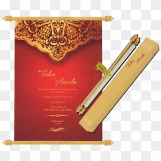Buy Scroll Wedding Invitation Cards Sc 6070 Online - Invitation Card Design Scroll, HD Png Download