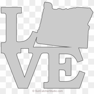 Oregon Love Map Outline Scroll Saw Pattern Shape State, HD Png Download