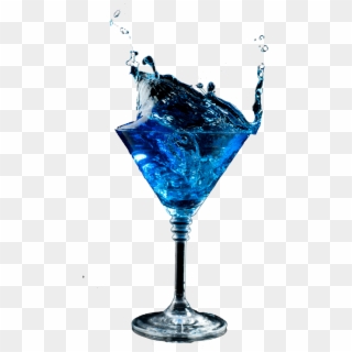 Martini Glass Splash Png - Cocktail Splash Glass Blue Transparent, Png Download