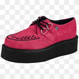 Hot Pink Suede Round Toe Mondo Sole Creeper - Pink Creepers Shoe, HD Png Download