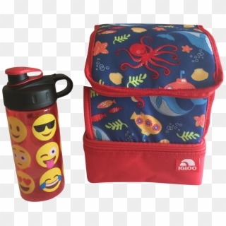 Igloo Sandwich Keeper Lunch Box With Emoji Water Bottle - Shoulder Bag, HD Png Download