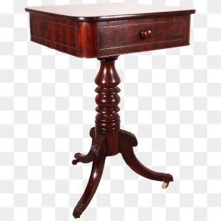 Mahogany Pedestal Table With Drawer - End Table, HD Png Download