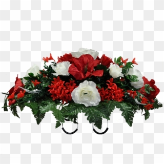 Red Amaryllis & White Rose Mix - Christmas Cemetery Arrangements, HD Png Download
