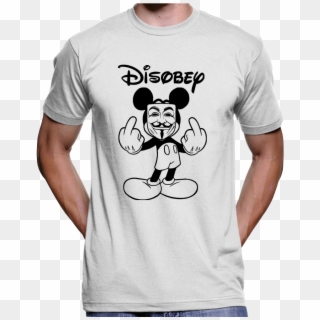 Mickey Mouse Disobey Guy Fawkes Mask Anonymous T-shirt - Man In The High Castle Resistance Symbol, HD Png Download